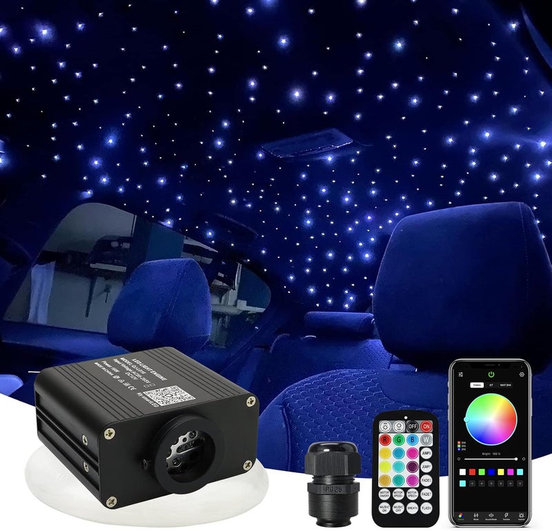 Amki Upgraded 16W RGBW Fiber Optic Lights Kit Twinkle + Music Mode 200pcs Cables APP Remote Sound Control Car Home Starlight Headliner Ceiling Light Kit 0.75mm/0.03in 6.5ft/2m Optical Fiber Strands - Image 1